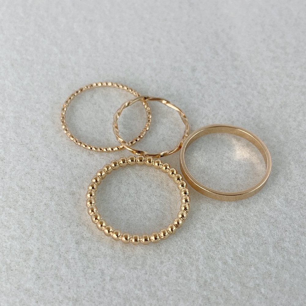 4pcs Gold Stacking Rings - Picture 6 of 9